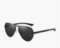 All-aluminum-magnesium alloy polarised sunglasses with large black frame and black gray TAC lens