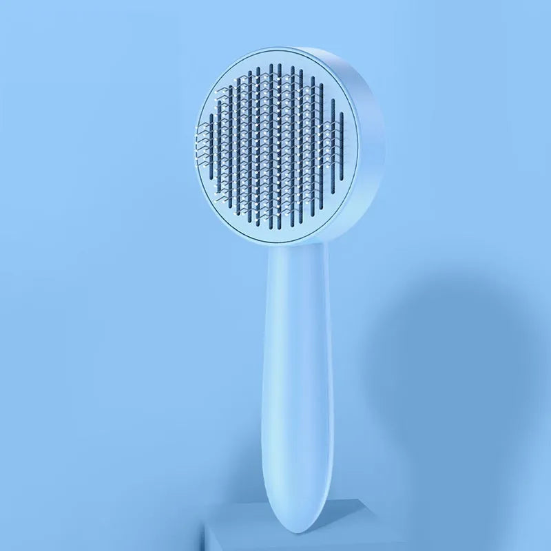 Cat comb with 178 steel needles and HTPE protection points in blue for pet grooming