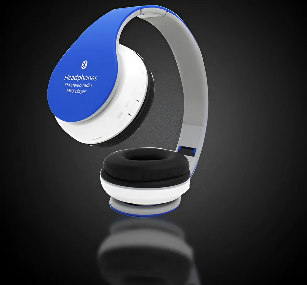 Wireless Bluetooth retractable gaming headset in black with mini USB charging port
