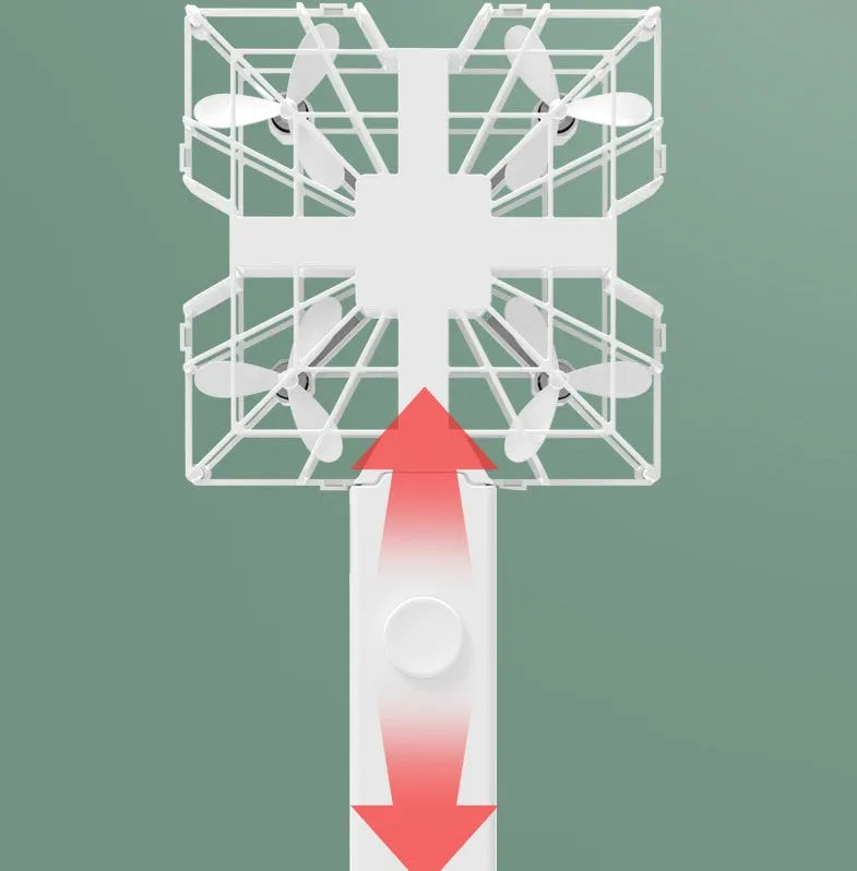 WiFi aerial drone with HD camera and handheld fan charging treasure in red and white colours