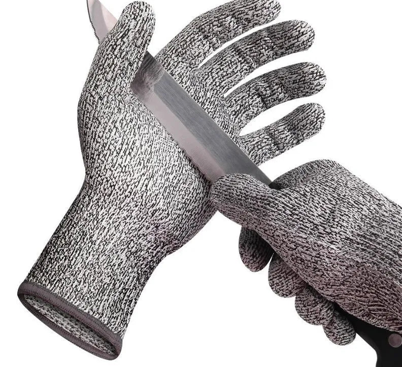 Grey edge rubber-dipped cut-resistant HPPE work gloves for kitchen and industrial use