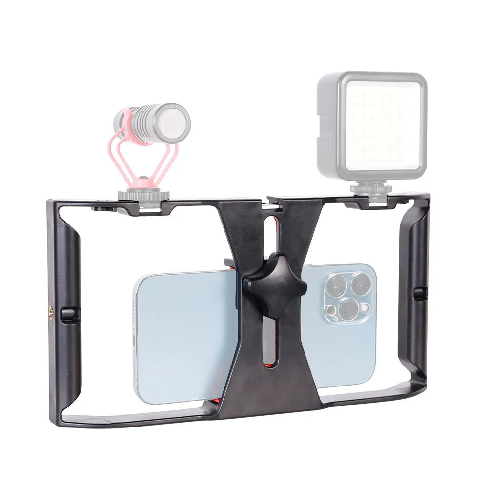 Portable ABS desktop telescopic tripod, 250mm x 130mm x 38mm, with mobile phone holder and PP bag packing