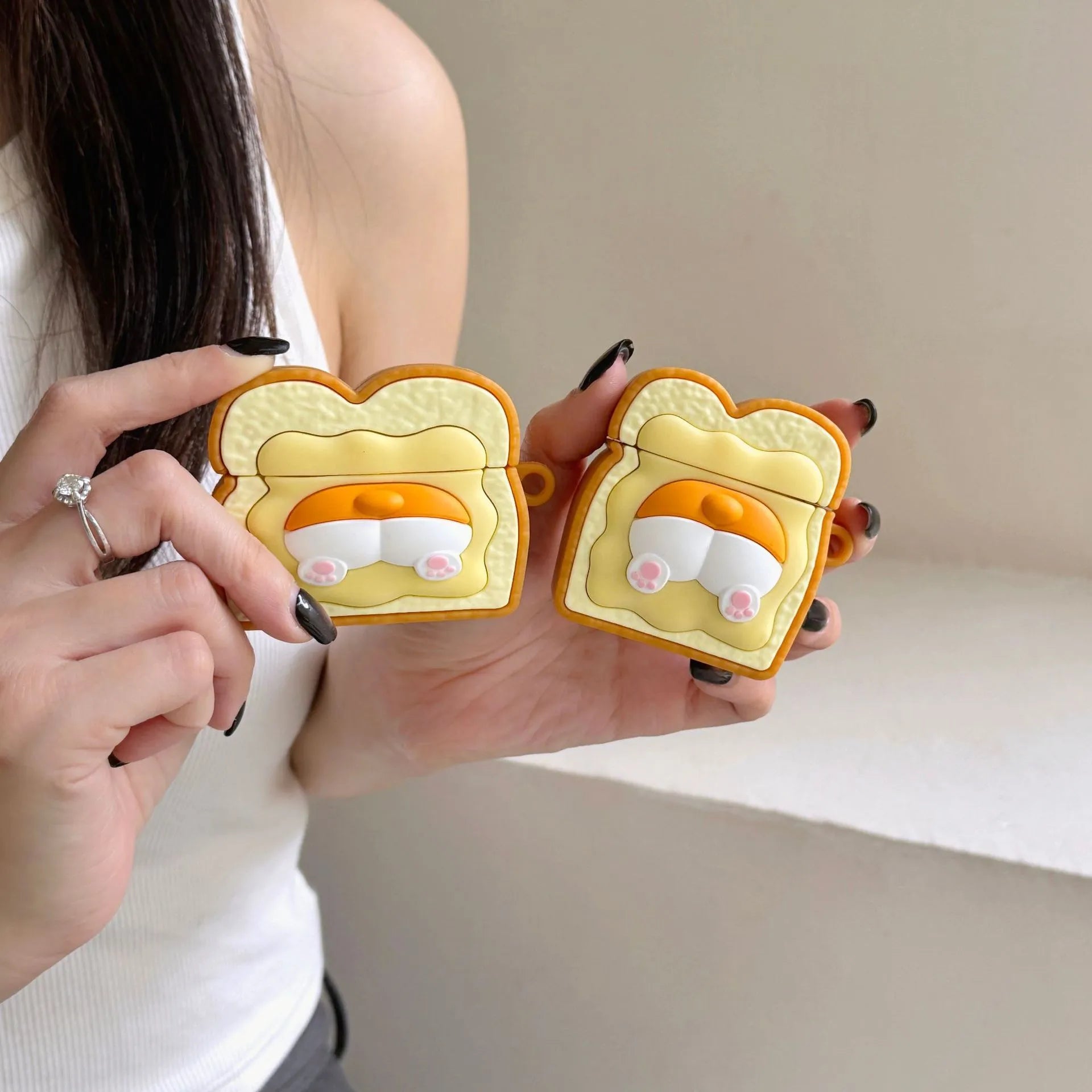 Cartoon toast small corgi silicone case for Apple AirPods wireless earphones