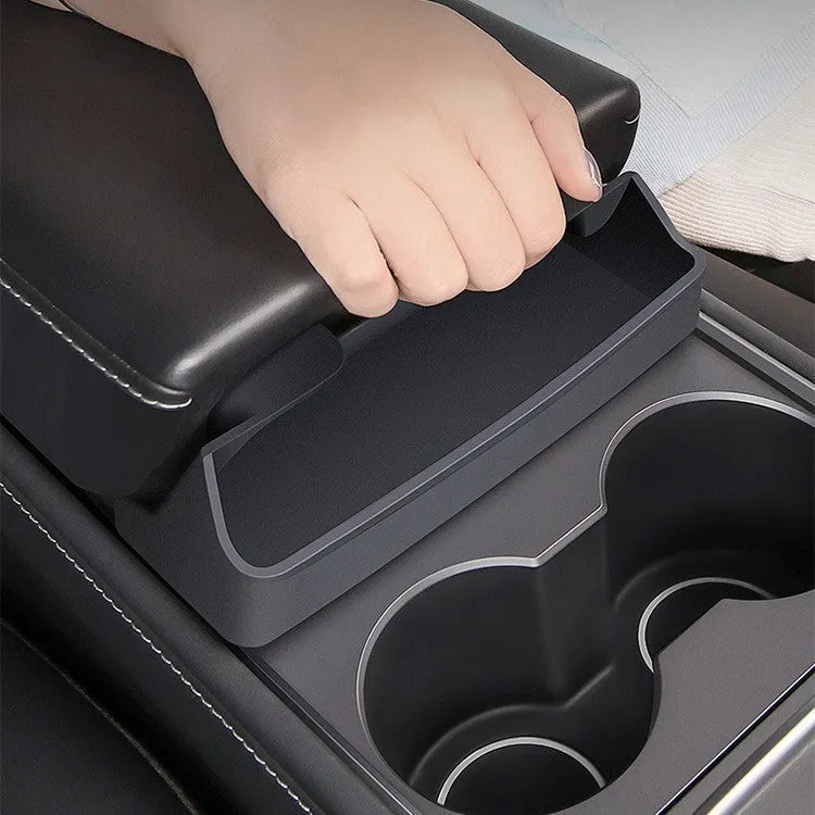 Black silicone glasses storage case for Tesla Model 3 and Model Y centre console armrest compartment