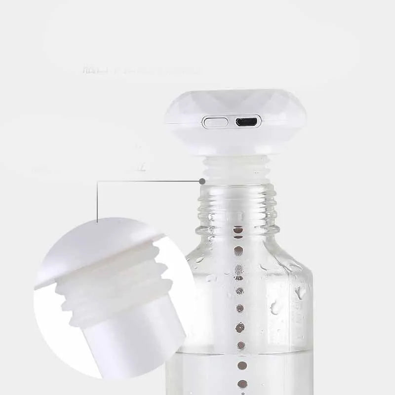 USB mini ultrasonic air humidifier, 54mm x 220mm columnar shape, white pink blue, with USB cable and cotton swabs