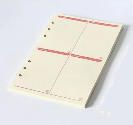 45 sheets of coloured A5 A6 binder filler paper with multiple ruling styles for planners and diaries