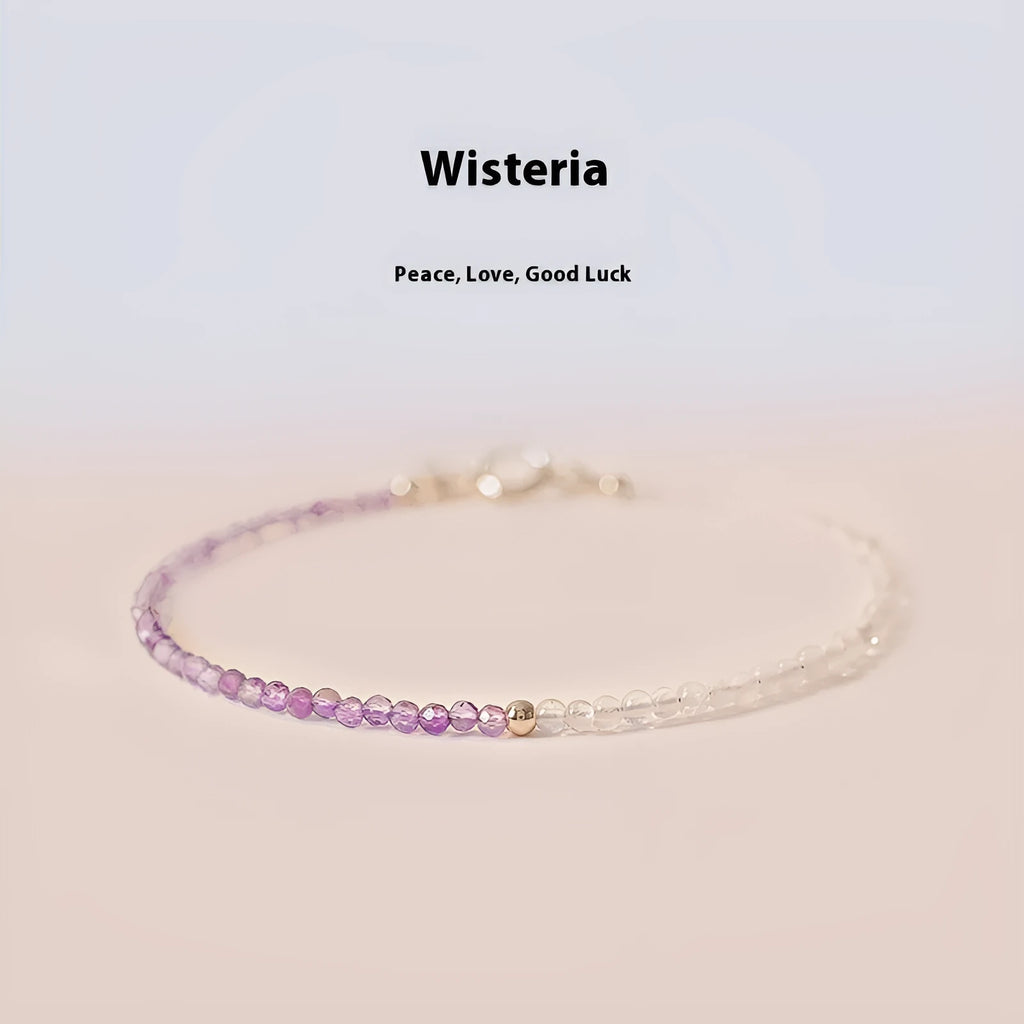Purple rattan design women's crystal bracelet with geometric cut surface beads