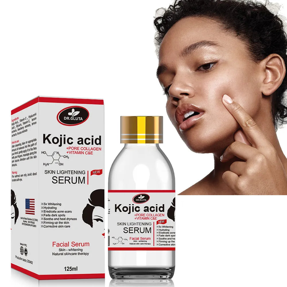 125ml kojic acid serum bottle for uneven skin tone and dull skin, natural skin care face serum
