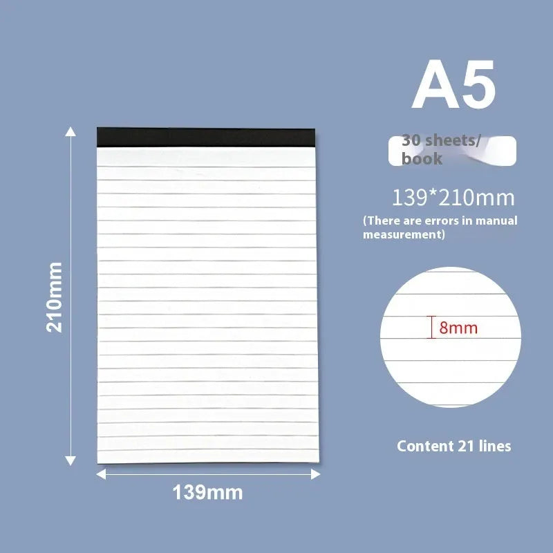 A4 tearable notebook with gridded ivory pages and a paper cover.