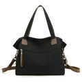 Women's retro canvas tote bag in horizontal square shape with multiple internal compartments