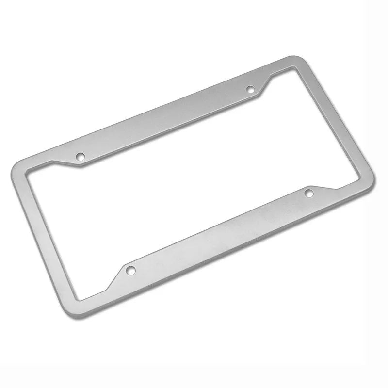 Aluminium alloy licence plate frame in black, light grey, sandblasted silver and stainless steel colours