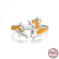 Silver electroplated adjustable ring with cartoon corgi dog design