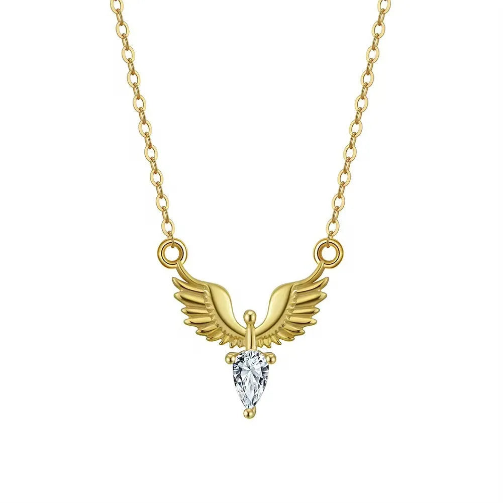 Close-up of a sterling silver eagle pendant on an O-ring chain, adjustable from 41cm to 50cm length.
