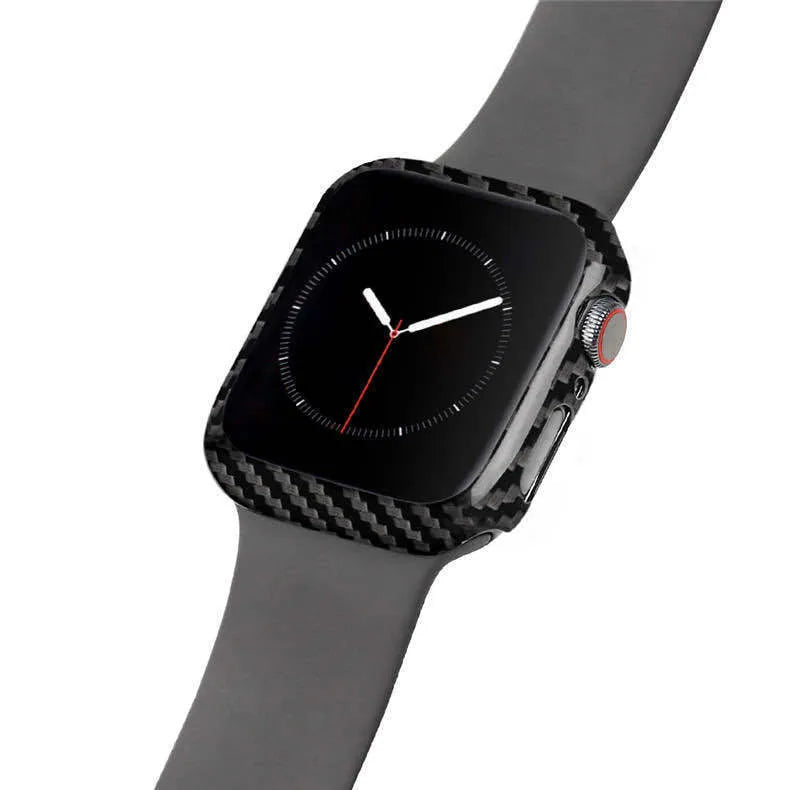 Apple Watch 4 44mm black leather case showing ultra-thin, half-wrap design.