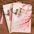 Traditional Chinese thread-bound notebook with watercolour Azalea floral cover art
