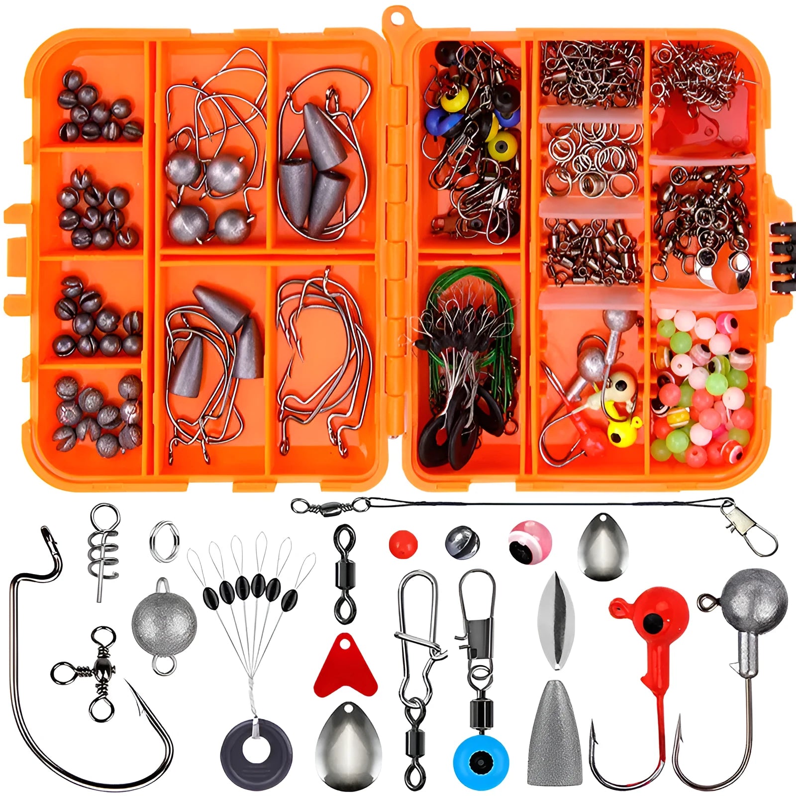 257-piece fishing lure accessories set in ABS plastic storage box for Texas sea rock fishing