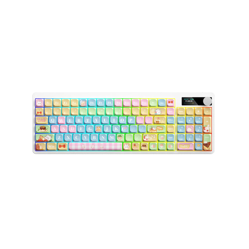 Black iron cow mechanical keyboard with RGB backlight illumination and full key layout