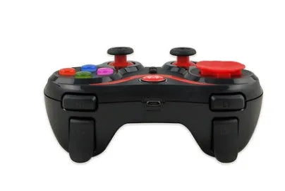 S5 Plus red mobile game controller with phone bracket, ABS body, USB connection for Android and iOS