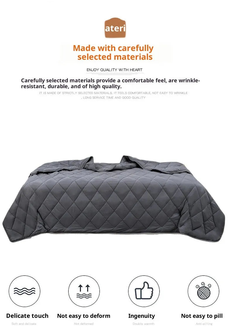Gravity blanket weighted blanket light grey polyester velvet 152x203cm for dormitory or sofa use