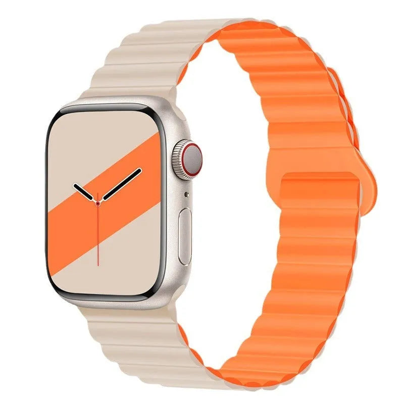 Silicone magnetic Apple Watch strap, 22cm, in Oxford pink, starlight, orange, mint, or navy colour options