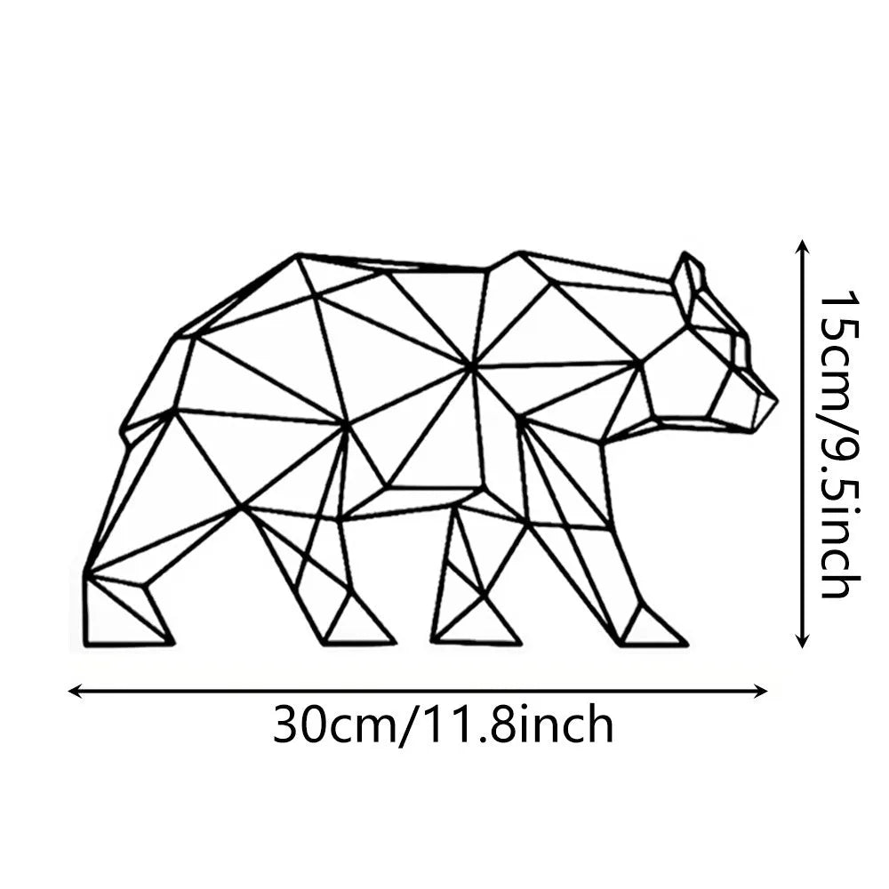 Black iron polar bear silhouette wall hanging decoration with line bear design