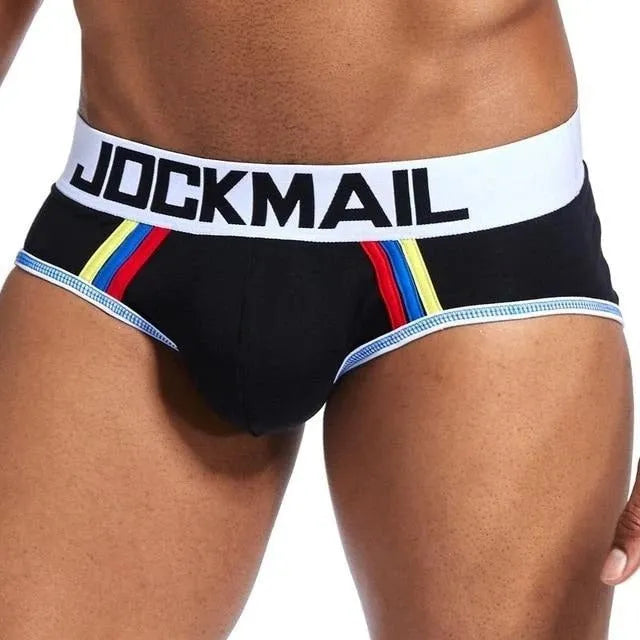 Men's cotton low waist seamless underwear in grey, black or white, sizes M to XXL, bagged single pack