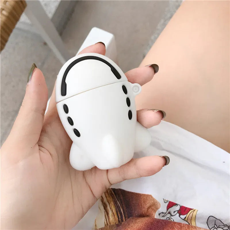Cartoon airplane silicone flip case for AirPods 1st and 2nd generation with carrying hook
