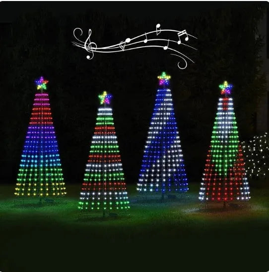 Multi-colour animated LED Christmas tree lights for outdoor garden decoration in 1.5m and 2m sizes