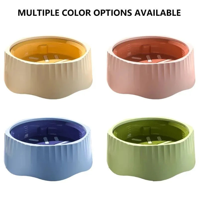 Detachable cat slow feeding bowl with obstacle ridges in blue, green, pink or white colour