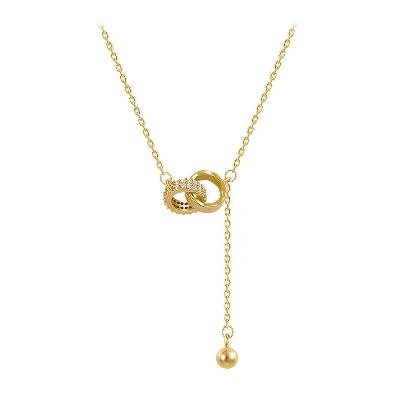 Gold plated clavicle chain necklace for women in gold colour, single necklace
