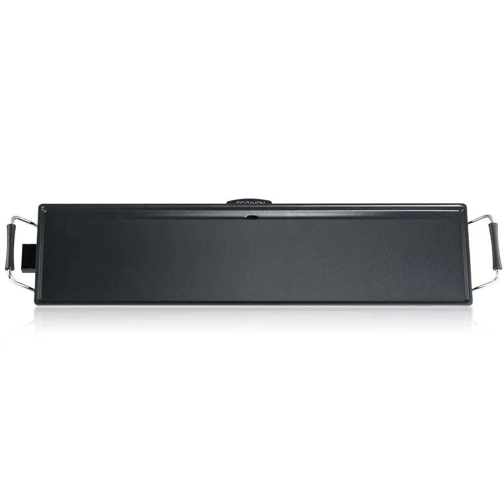 Square home multi-function electric grill pan with non-stick surface and iron construction, EU plug