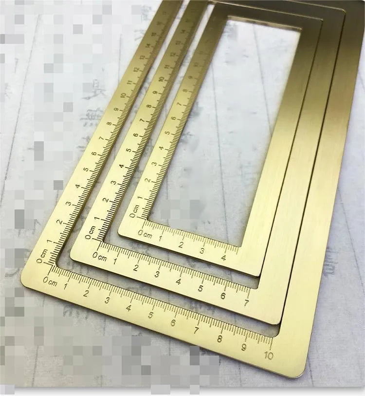 Solid brass calligraphy paper weight set with imitation ring and trumpet shapes for traditional painting