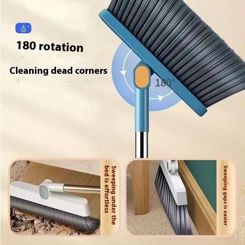 Household folding broom combo suit with dustpan in PP PET material, available in Blue, Orange, Black, or Grey