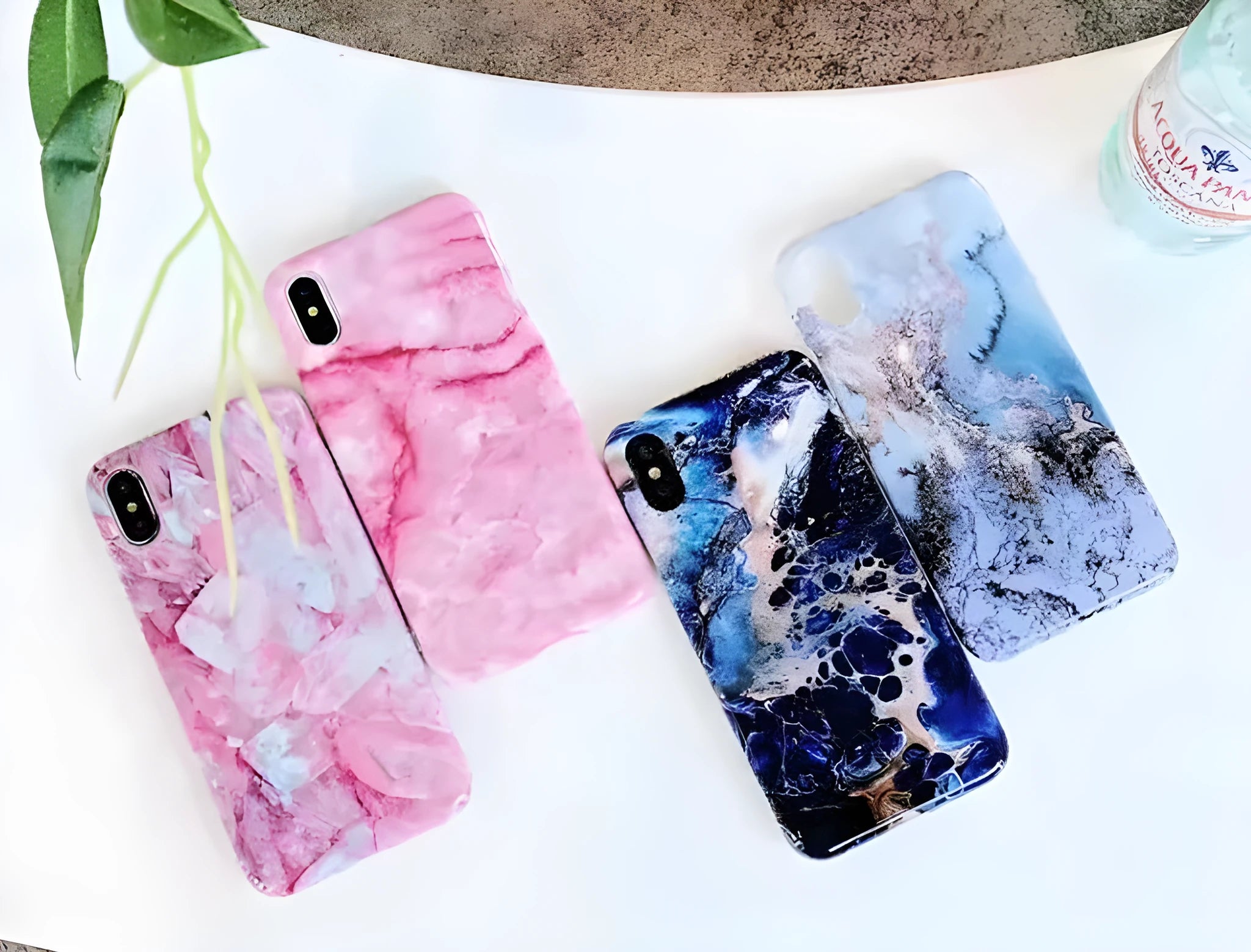 Colourful stone pattern soft back cover for iPhone on a table