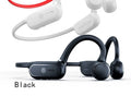 Black open-ear air conduction Bluetooth wireless earphones with a curved titanium alloy frame and touch controls.