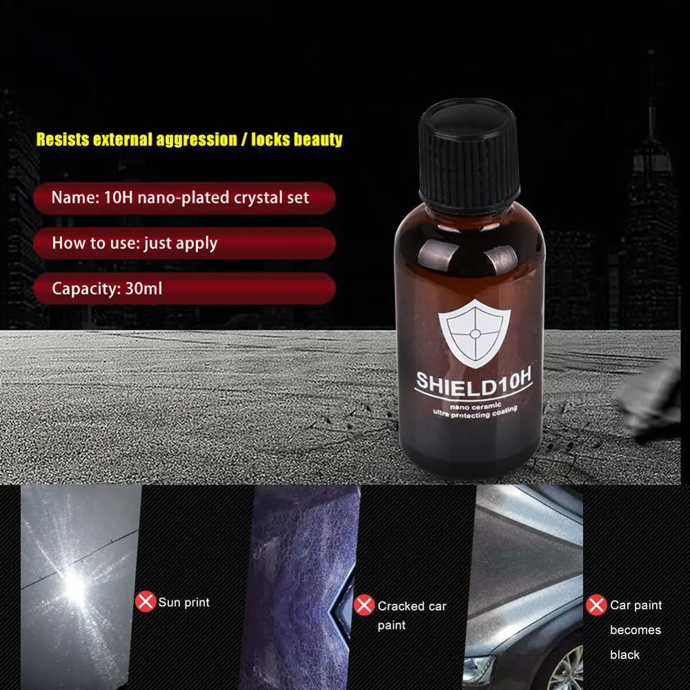 10H automotive nano crystal coating 30ml bottle with black liquid ceramic coat car paint sealant
