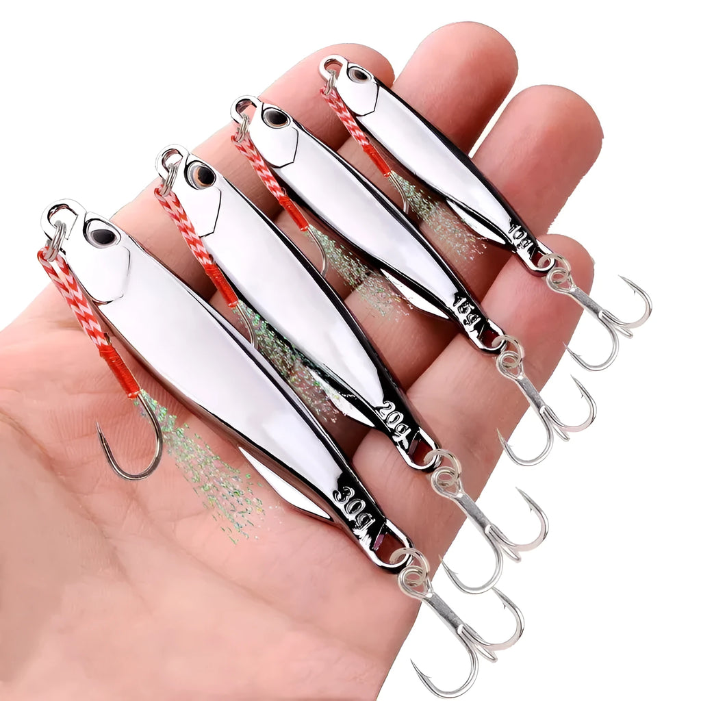 15g plating silvery metal jig lure for sea fishing in pack of 5 with OPP bag