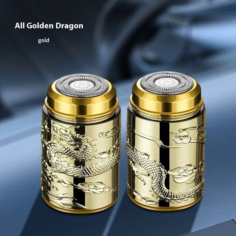 Rechargeable electric shaver with three-dimensional relief dragon pattern in Baijinlong Series colour