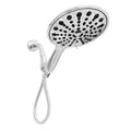 A 6-inch handheld shower head with an electroplated finish, showing its six-function dial.