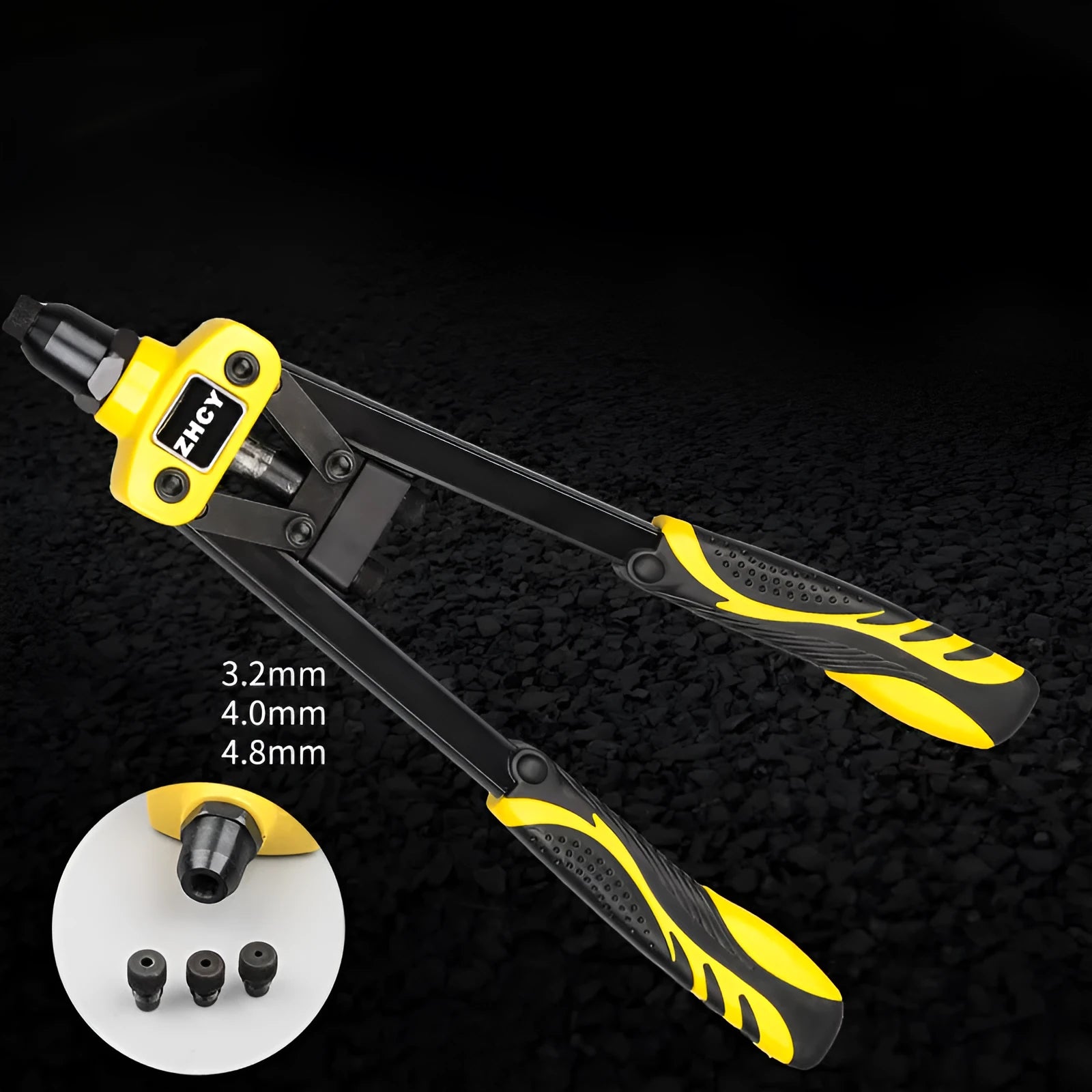 Yellow 13-inch manual rivet gun with industrial-grade construction for household riveting projects