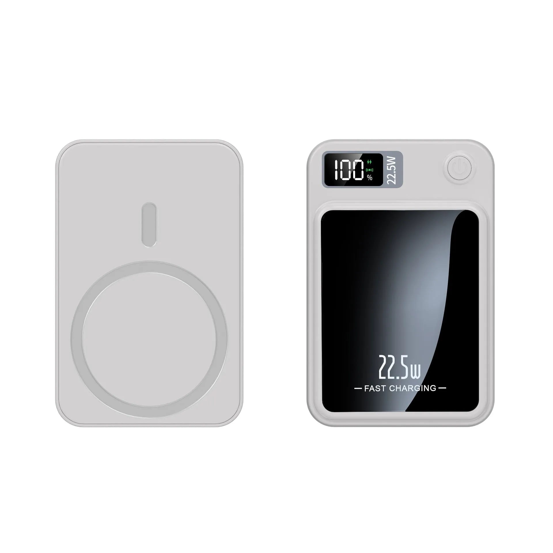 Black wireless power bank with 10000mAh capacity and MagSafe charging compatibility