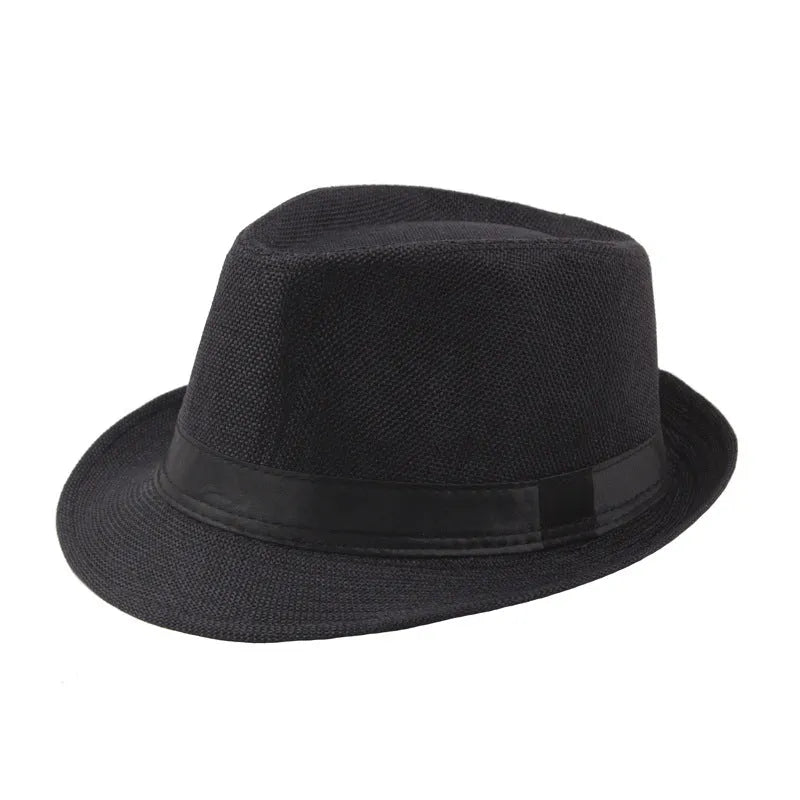 Fashion Personality Linen Top Hat for Men in beige, 58cm jazz hat with cotton-linen blend fabric