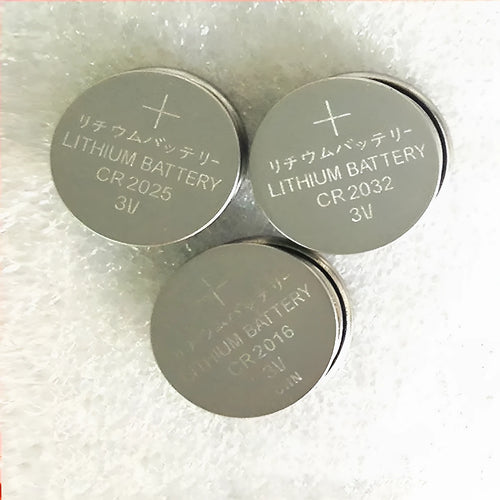 Pack of three types of alkaline 3V button batteries: CR2032, CR2025, and CR2016 coin cells