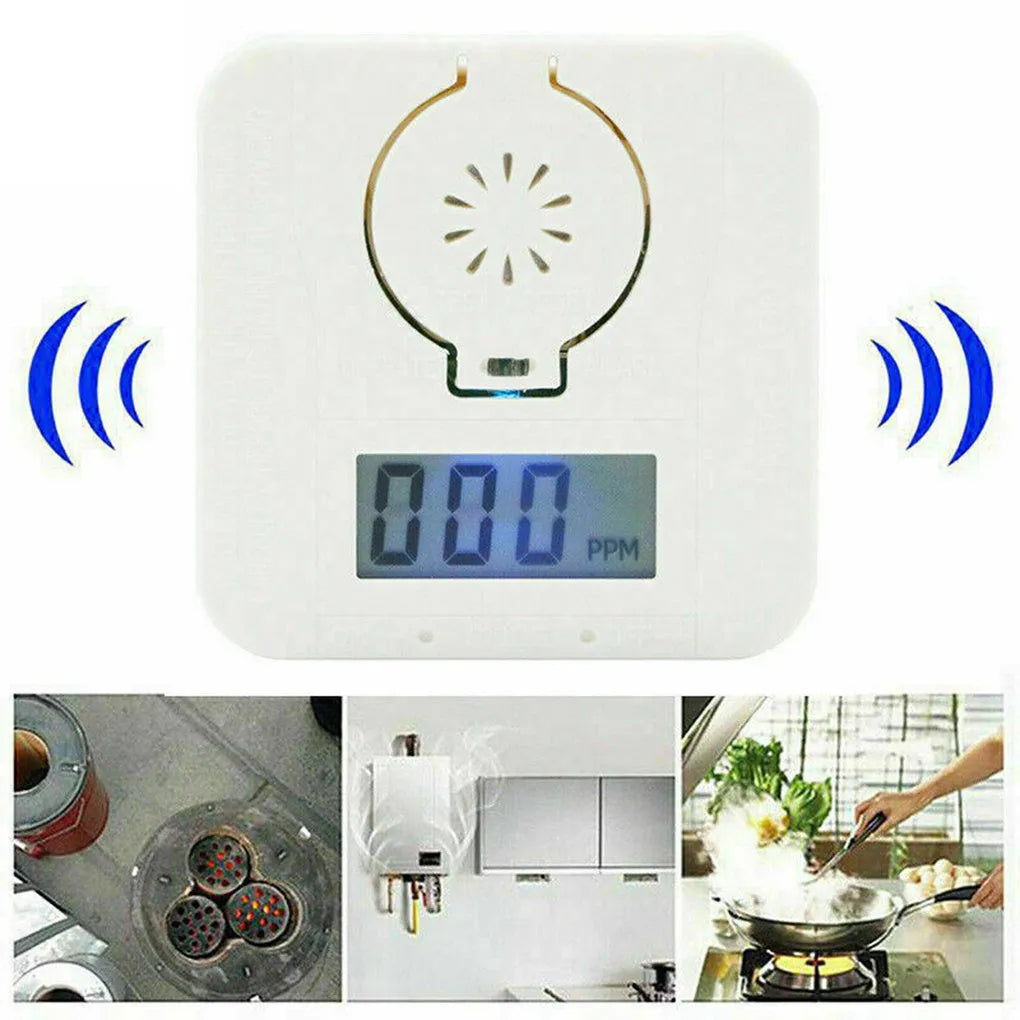 White wireless carbon monoxide alarm detector designed for wall mounting.