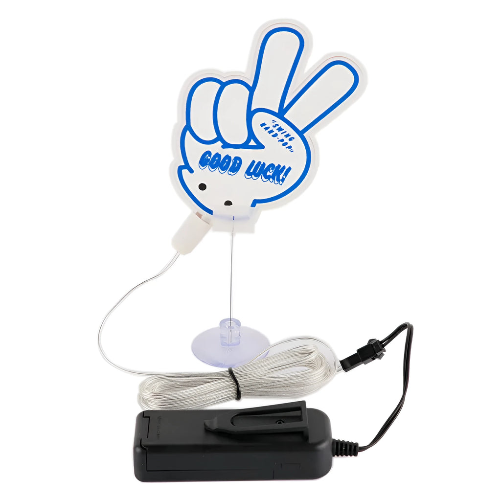 Car interior hanging decorative light cartoon battery version in white with Good Luck text