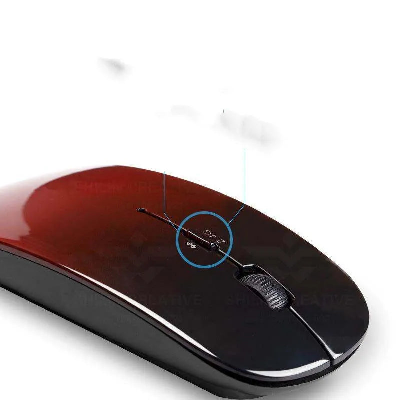 Wireless Bluetooth dual mode slim mouse with 1200 DPI sensor and four way roller in black side view
