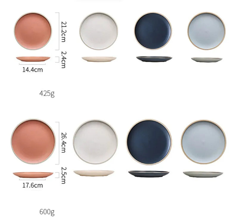 Blue matte ceramic plate with 10 inch diameter on table setting