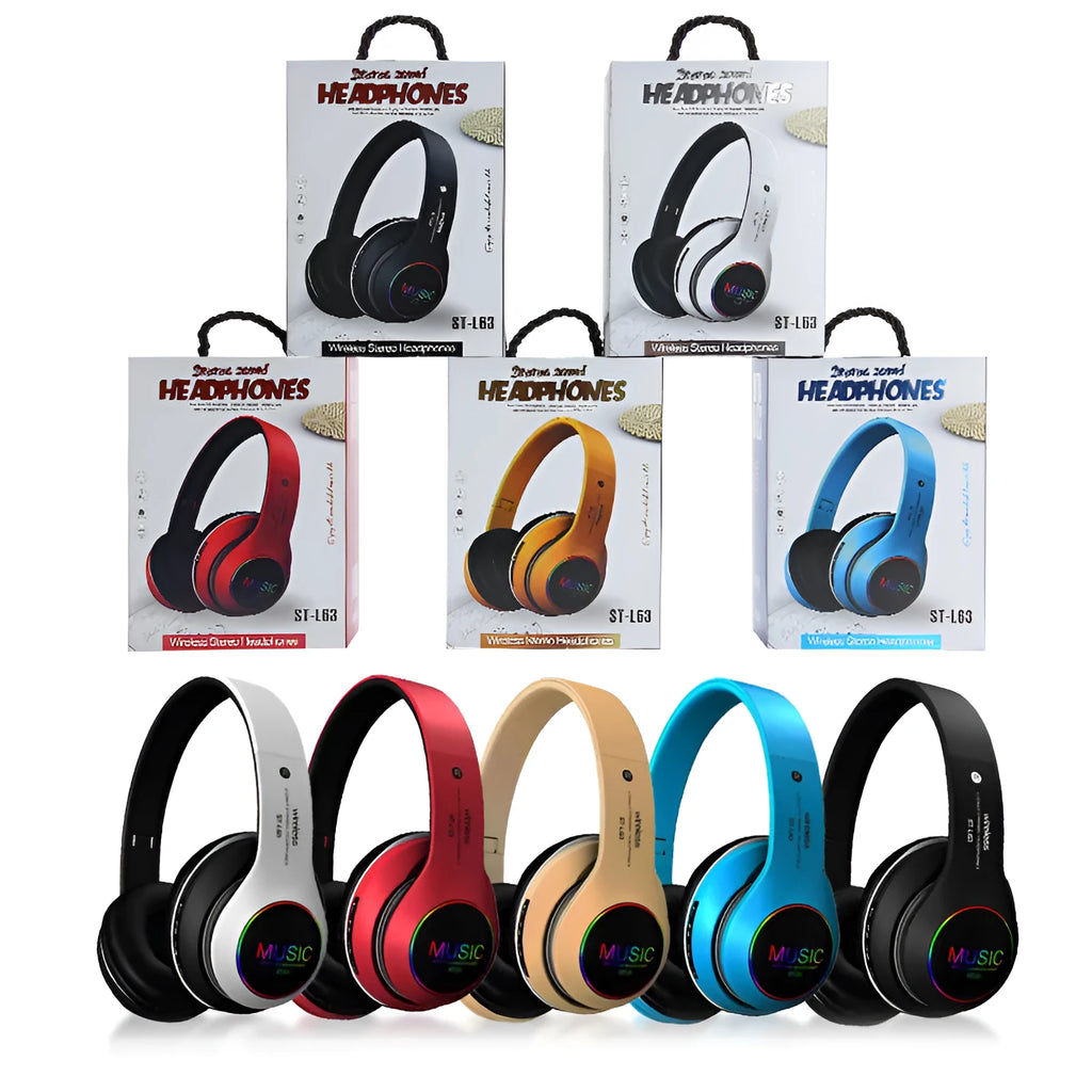 Black Explosive Sound Bluetooth 5.0 over-ear headset with microphone.