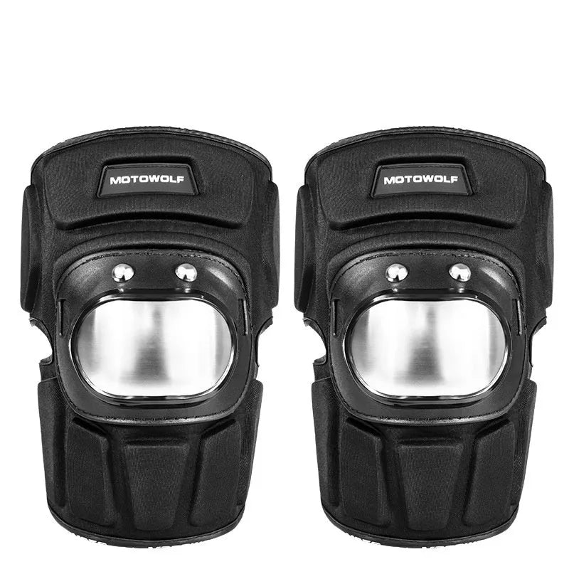 Set of off-road motorcycle knee pads and elbow pads made of stainless steel, one size, fall protector for motocross riding