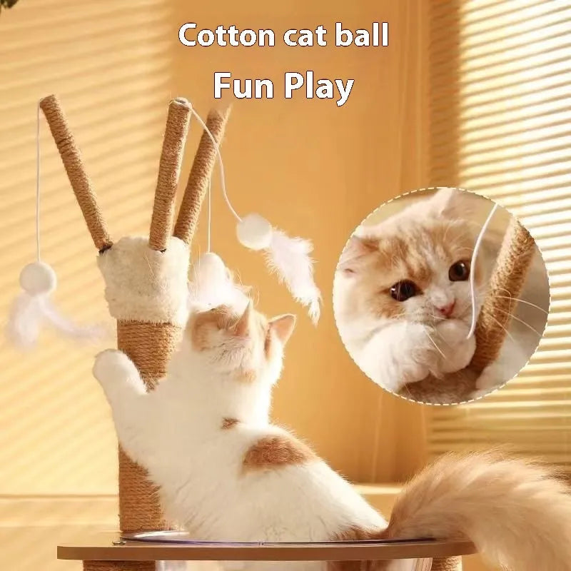 Wooden cat climbing frame with integrated space capsule in luxury colour finish
